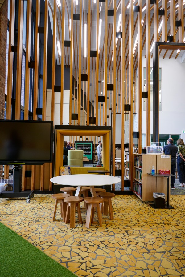 Ormiston College Centre for Learning and Innovation: The junior library is lower scale