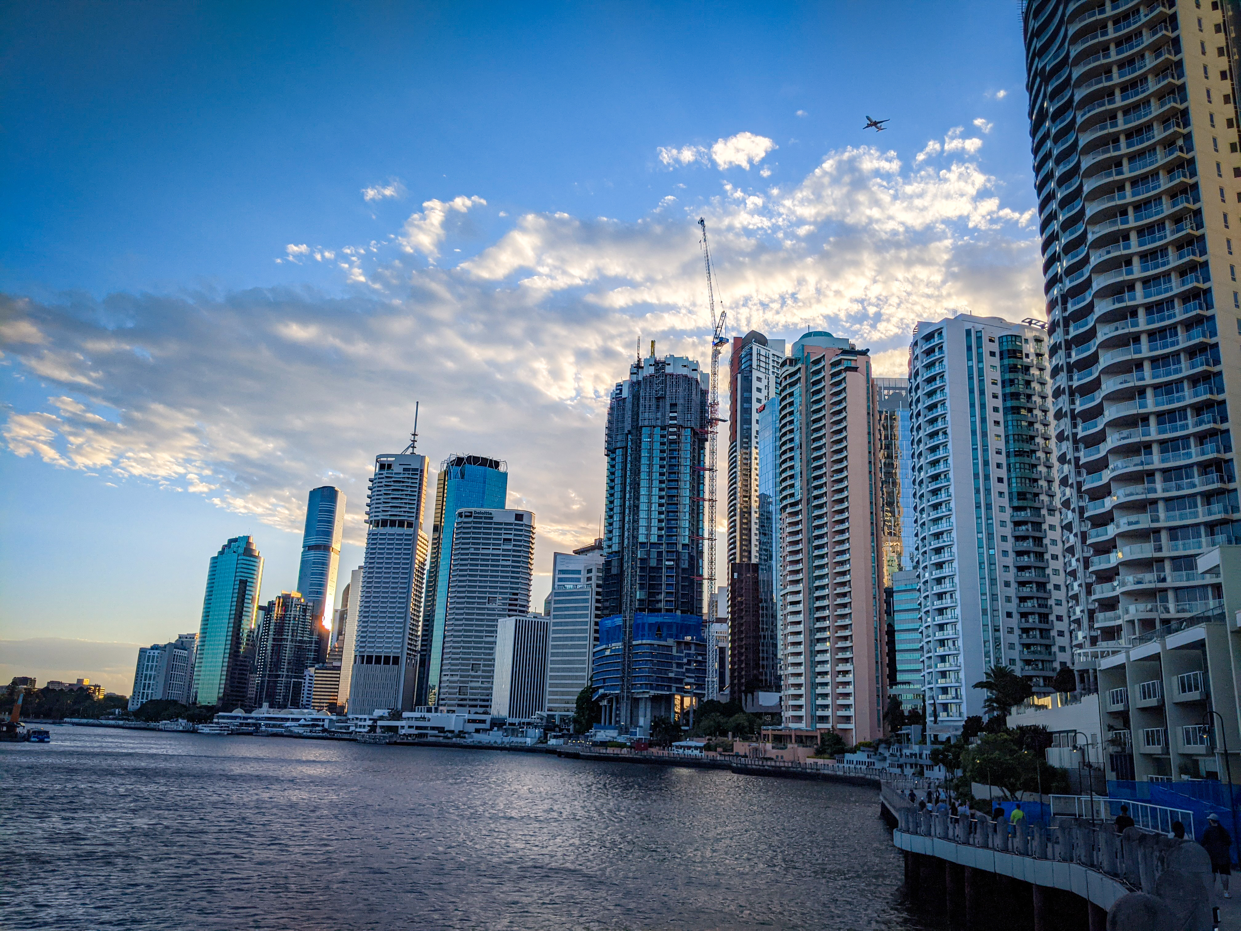 The Brisbane CBD and Brisbane River from the top of the Brisbane Riverwalk