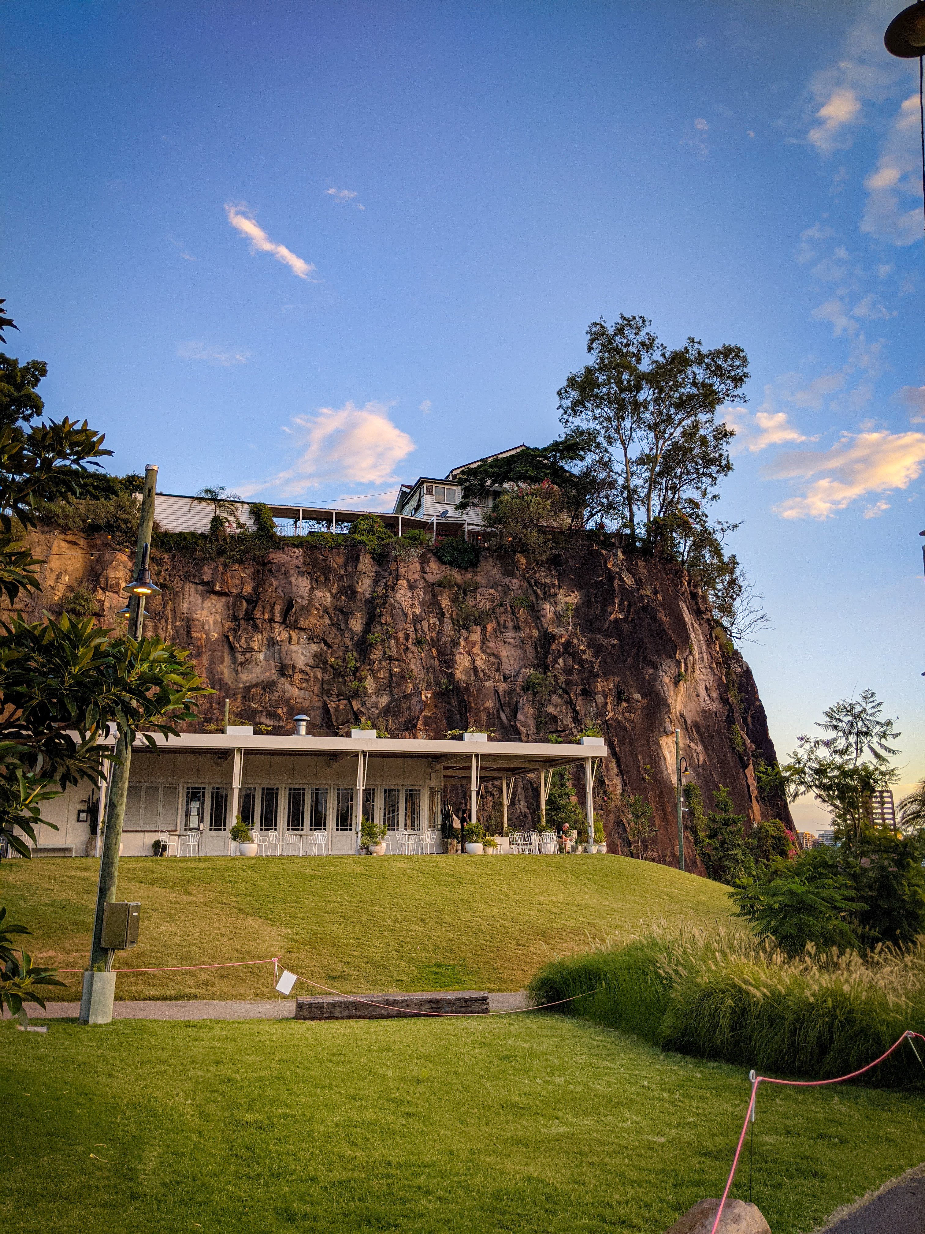 How's this house on the top of a stone cliff overlooking the Brisbane River on the eastern end of Howard Smith Wharves